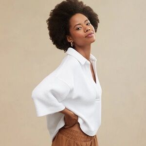 Aerie Wonder Short Sleeve Polo Sweater